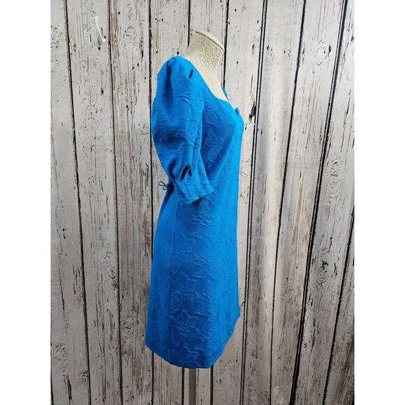 PLK Women's M Lilly Pulitzer Feona Dress Jacquard Puff Sleeve Sheath Back Zip NW - Picture 4 of 11